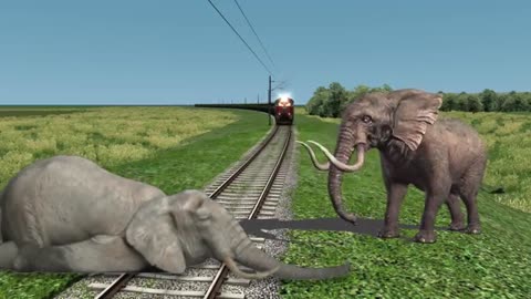 yt1s.com - Sleeping Elephant vs Train Stops the train BeamNGDrive Train Simulator