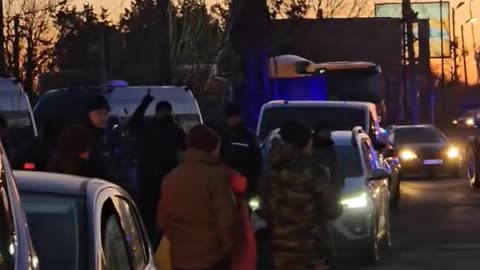 Shit is getting more real in Romania now concrete carrier trucks have joined the protest