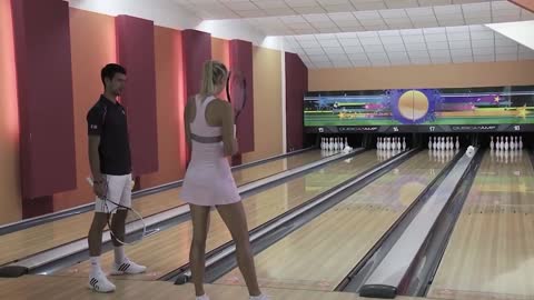 Sharapova vs Djokovic Tennis Bowling Battle