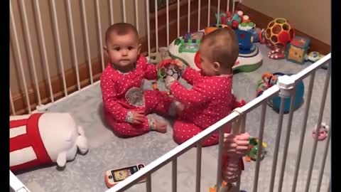 Cute Twins Baby Fighting-Funny Twins Baby Video