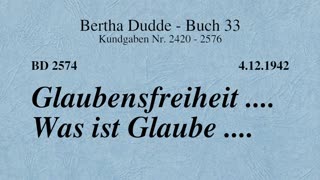 BD 2574 - GLAUBENSFREIHEIT .... WAS IST GLAUBE ....