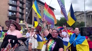 Dozens march for Ukraine Pride in Liverpool