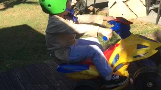 Toddler Wheelie on Toy ATV