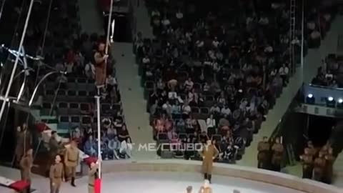 A difficult circus trick performed flawlessly