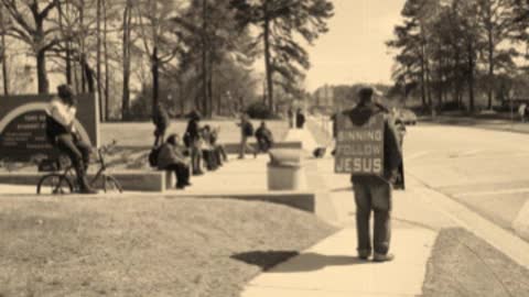 Sinner Repents, Turns to CHRIST! - Fayetteville Tech (FTCC) - Kerrigan Skelly Street Preaching