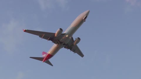 Flight landing closeup video