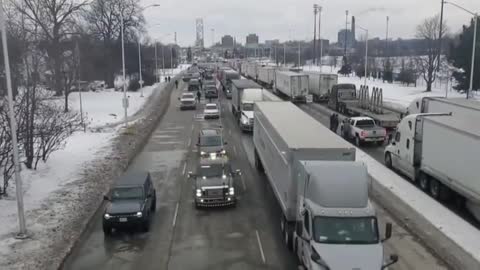 Windsor, the Ambassador Bridge closed due to the protest of the truckers. After Coutts, another strategic US - Canada border crossing is blocked