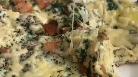 Common lunch: scrambled eggs with spinach, tomatoes and cheese