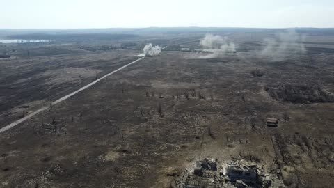 Drone footage over the Donetsk region