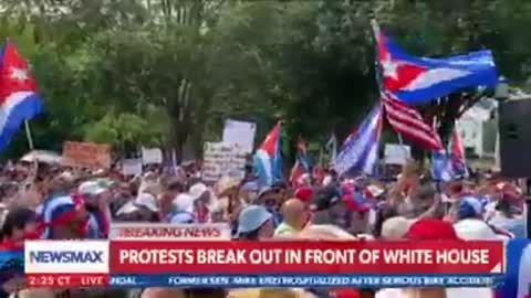 Protests outside White House against Cuban regime.