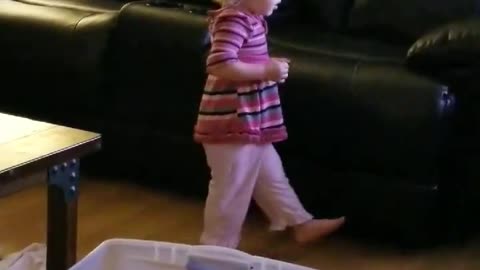 Baby Girl dancing to Happy and You Know It