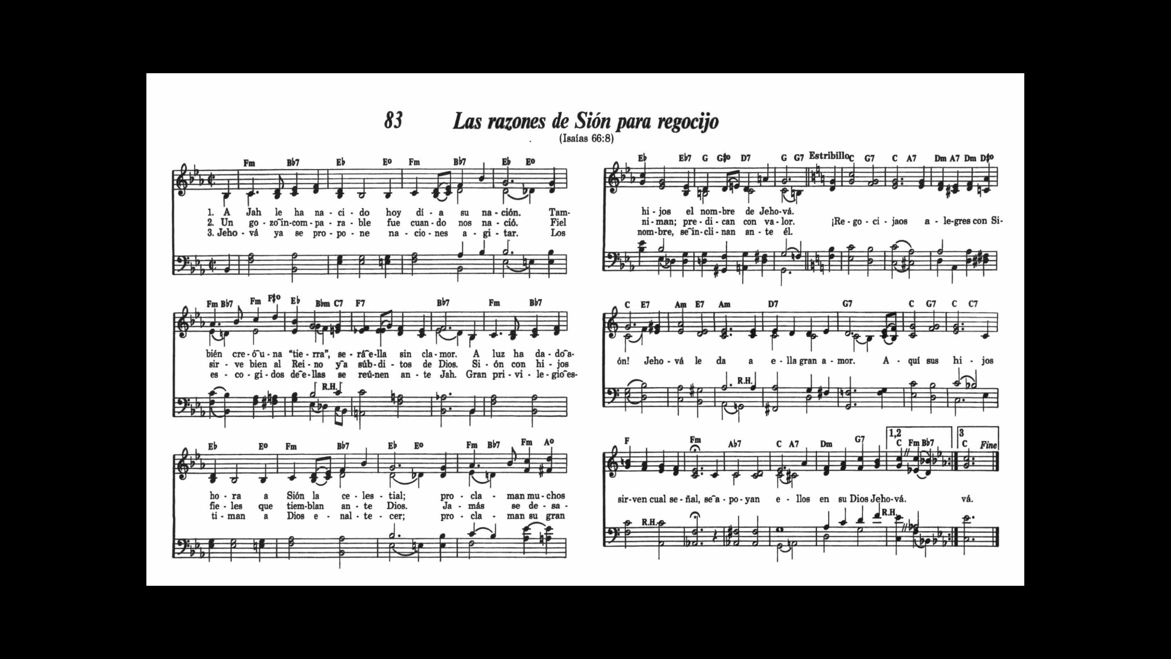 Canciones Del Reino De Los Testigos De Jehová 120 Las razones de Sión para regocijo (Canción 83 de Canten Alabanzas a Jehová)