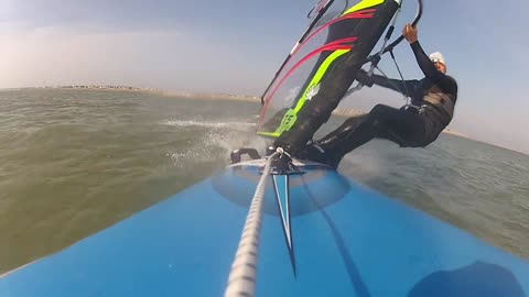 Mark Clark Portrush Windsurfing on Sandy Point Hayling Island 2014.