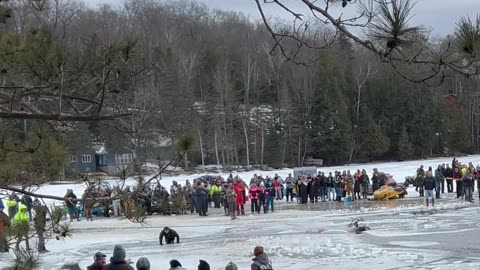 Snowmobiler Skims Water and Crashes on Icy Lake