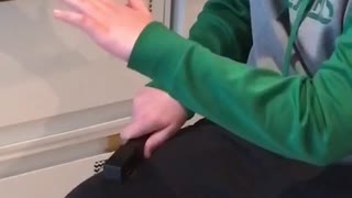 Kid staples his thigh in classroom