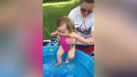 Funny Baby Playing With Water - Baby Outdoor Video - Just Laugh