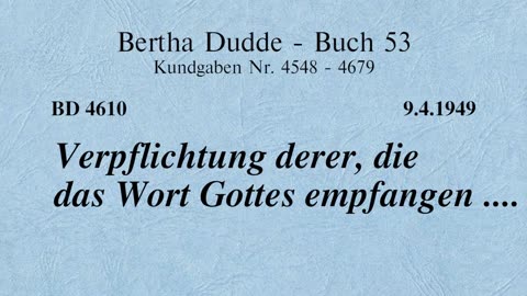 BD 4610 - VERPFLICHTUNG DERER, DIE DAS WORT GOTTES EMPFANGEN ....