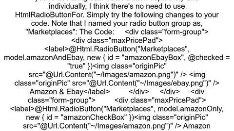 ASPNET MVC Multiple Radio Buttons selections being allowed why