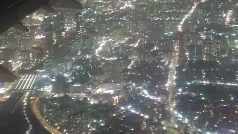 A korean night view from a low-cost flight to Seoul after work