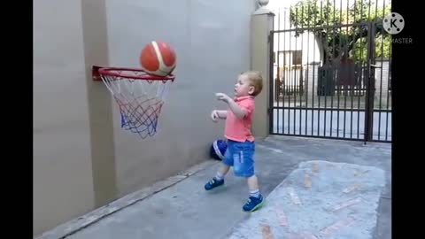 Amazing Baby basketball video 22month old playing basketball|