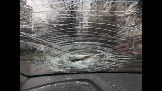 Metal Pipe Launched from Highway Smashes Through Windshield