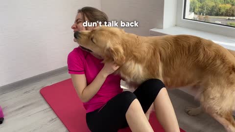 Dog does when she workout