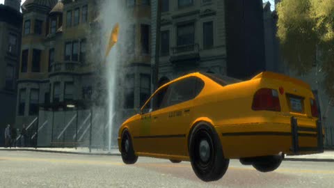GTA IV - Very strange glitch - car bonnet is flying in the water flow from a hydrant