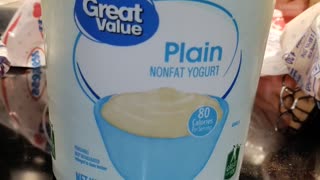 Eating Great Value Plain Nonfat Yogurt, Dbn, MI, 4/14/24