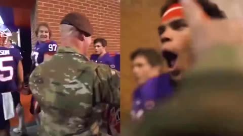 Father returns from Afghanistan to surprise son before a game