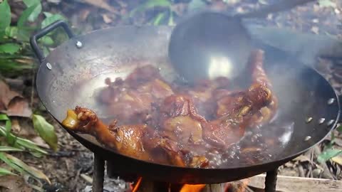 Cooking Coconut Chicken Leg Recipe eating so Yummy - n-23