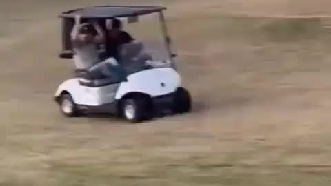 Man Wrecks Golf Cart