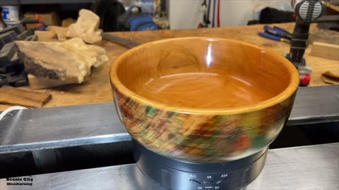 Woodturning a cherry bowl of colors