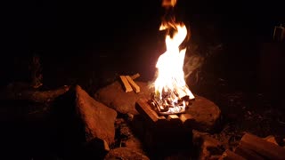 Just lit a cabin style campfire.