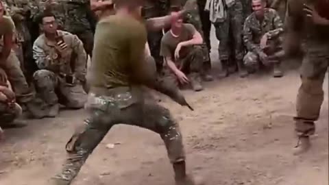 Friendly Knife Fighting Between Philippine Marine And USMC