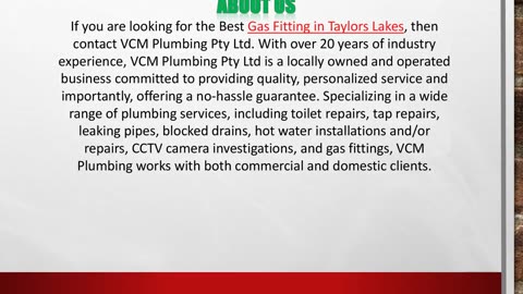 Gas Fitting in Taylors Lakes