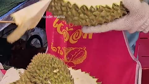 Thai Woman's Giant Durian Cutting Skills - Fruit Cutting Skills