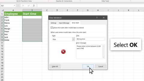 How to apply data Validation to cells in Microsoft Excel