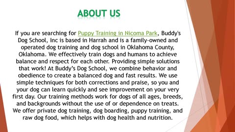 If you are searching for Puppy Training in Nicoma Park