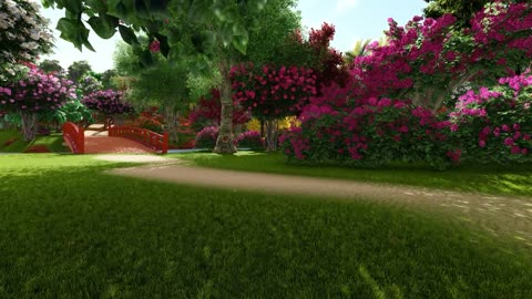 4K- Beautiful garden and flower landscape