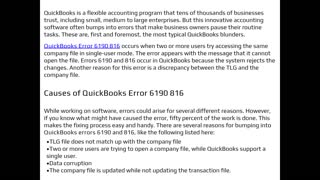 How troubleshoot QuickBooks error 6190 816?