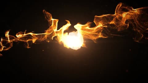 Bright Balls Of Fire Smashing In Black Background