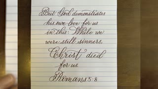 Calligraphy Handwriting Romans 5:8