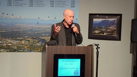 Spy balloon photographer Larry Mayer's speech at opening of new photo exhibit