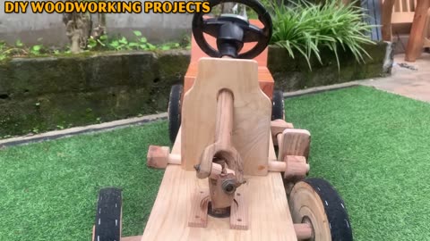 Great Creative Woodworking Idea // DIY Baby Wooden Car With Unique Steering And Brake System