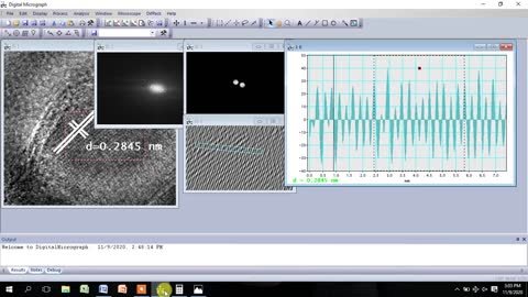 Estimate d-spacing from HRTEM Micrograph using Gatan Digital Micrograph Software