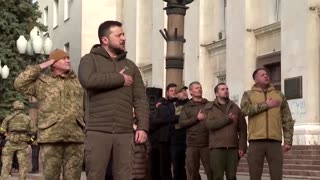Zelenskiy attends flag raising ceremony in Kherson