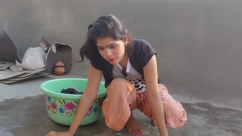 Clean clothes village girl vlog, Desi girl life