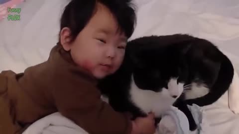 Funny babies with their pets