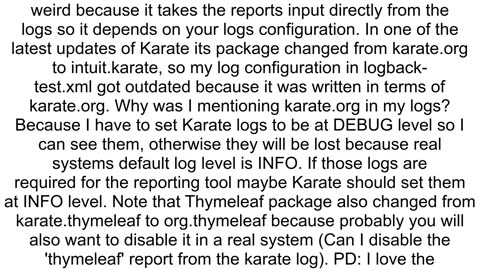 Karate reports stopped showing server response when I upgraded version