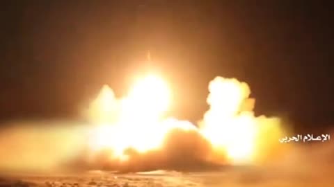 Houthi rebels Yemen footage showing launch of surface to surface missiles to target US warship